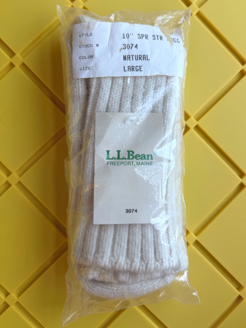Vintage LL Bean Mens Wool Blend Super Stretch Socks 10" Natural White sz L 11-13